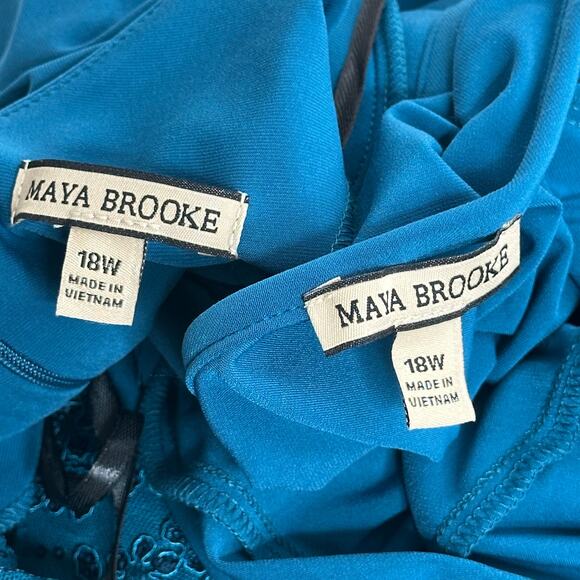 NWT Maya Brooke Teal Tiered Sequin 2 Piece Jacket Dress Set Womens Plus Size 18W - Picture 10 of 12